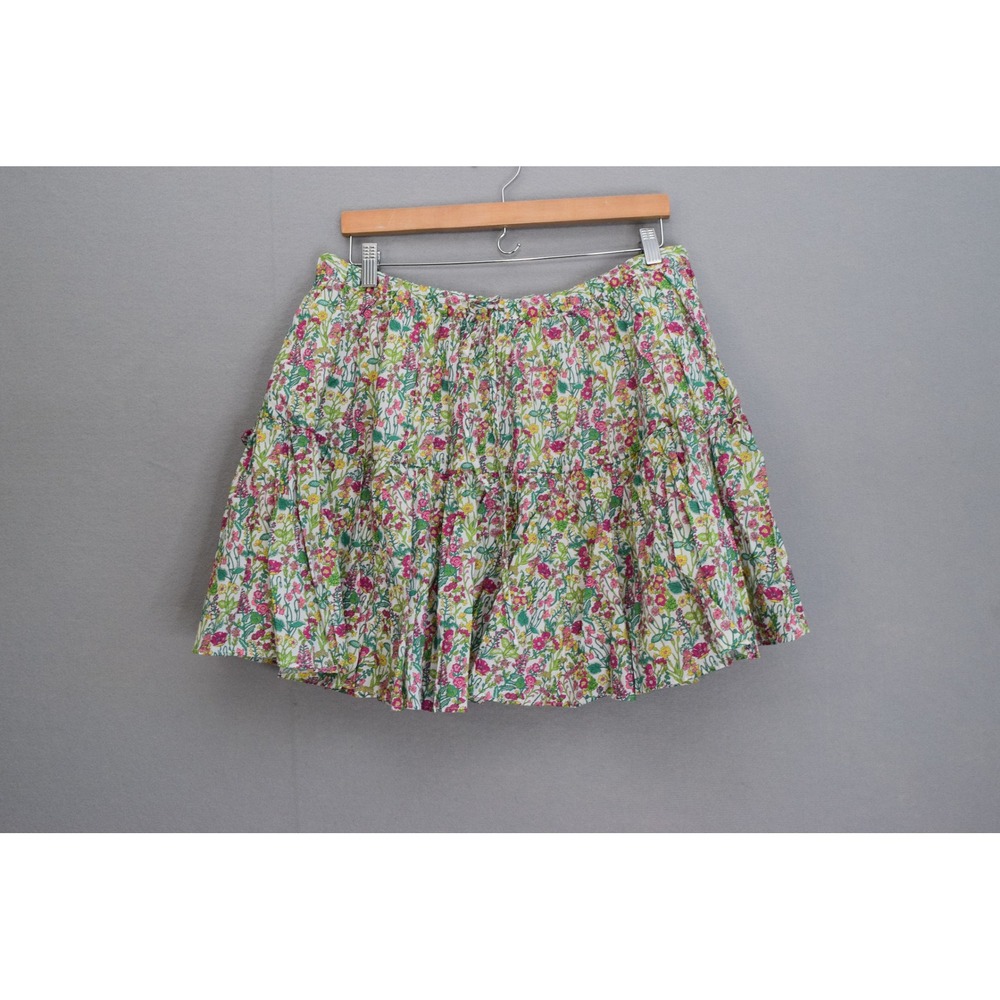 J Crew Liberty Fabric Floral Tiered Mini Skirt Large Multi BQ777 Cottagecore